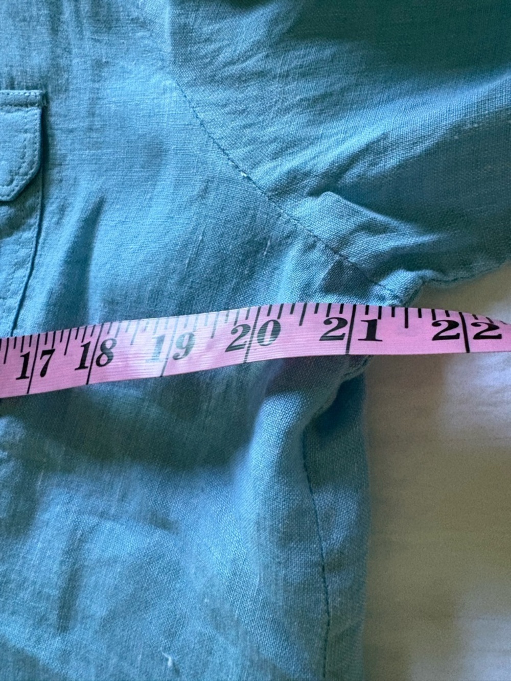 Saks Fifth Avenue Linen Button Front Shirt in Robbins Egg BlueSize XL - Picture 9 of 10